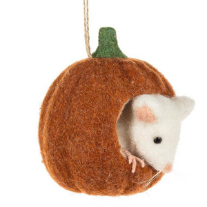 MOUSE IN A PUMPKIN ORNAMENT