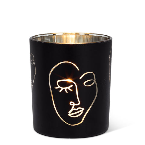 FACE TEALIGHT BLACK