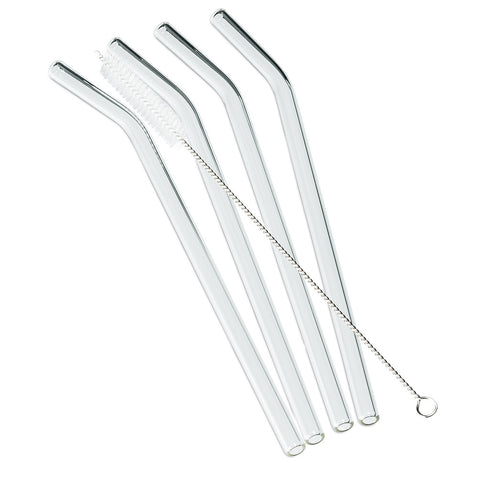 BENT GLASS STRAW SET