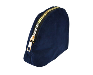 VELVET NAVY ZIP UP BAG