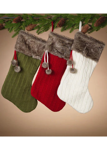 KNIT STOCKING WITH FUR